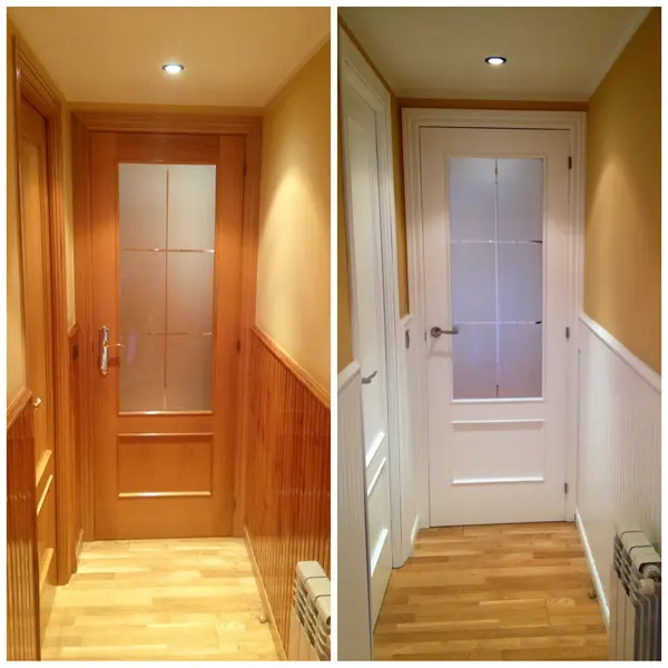 antes y después lacado de puertas