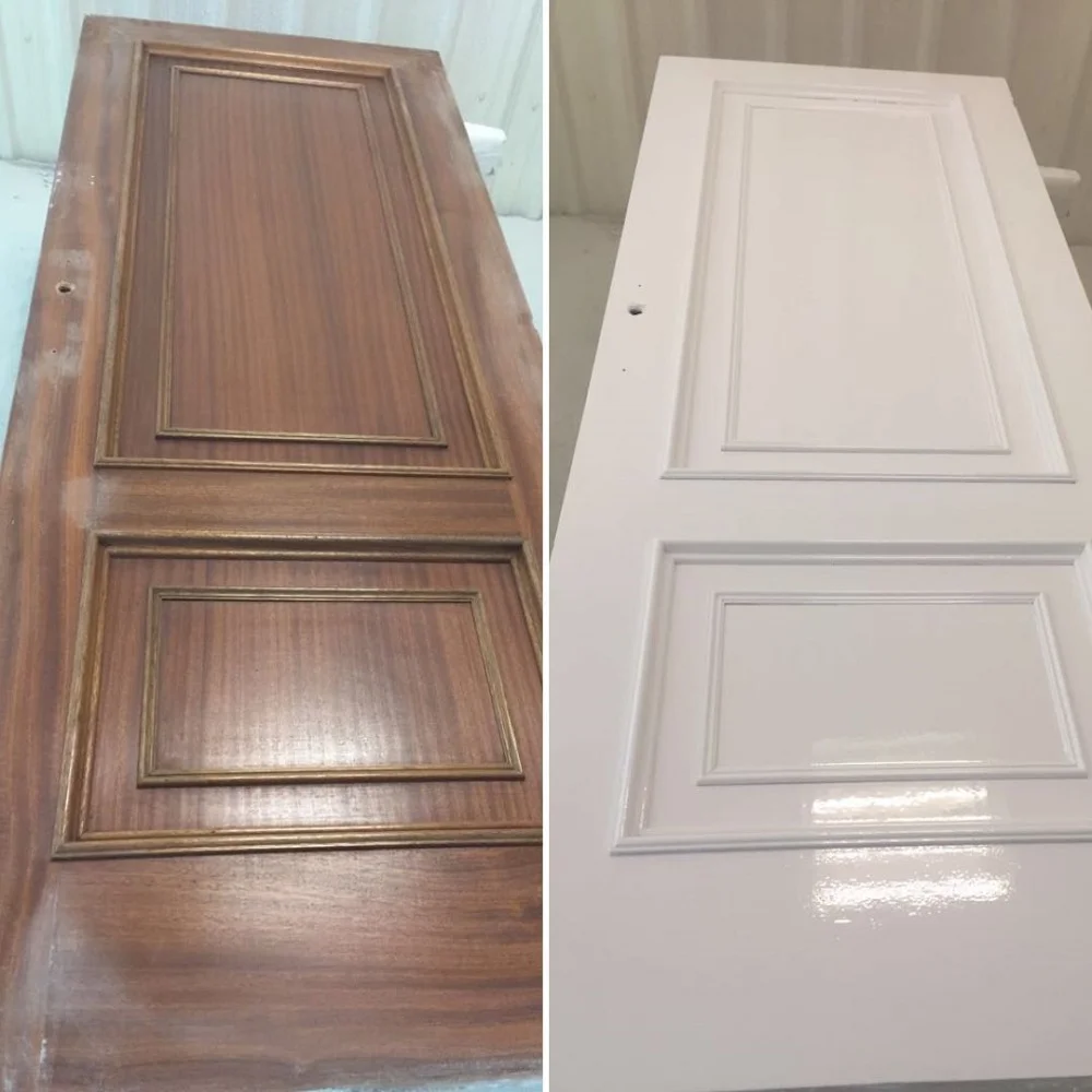 antes y después lacado de puertas