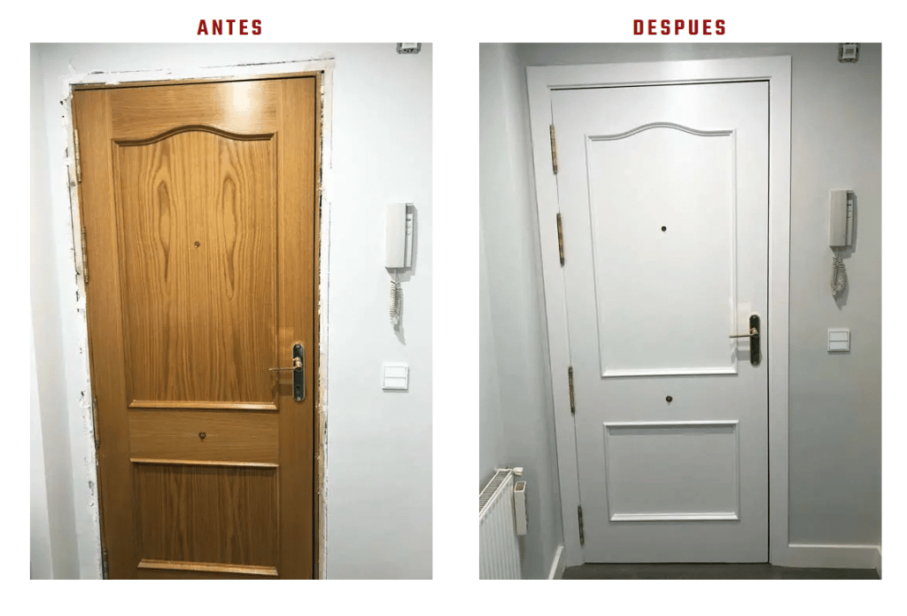 antes y después lacado de puertas