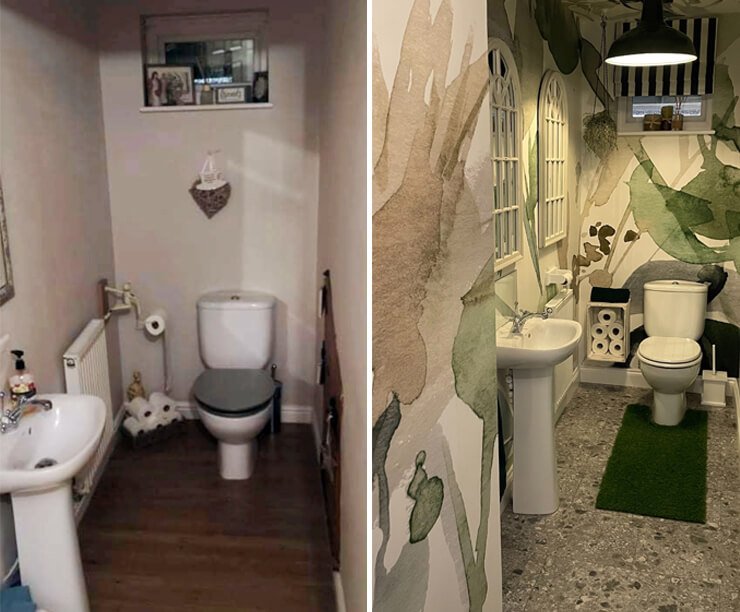 antes y después de colocar papel pintado