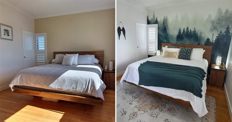 antes y después de colocar papel pintado