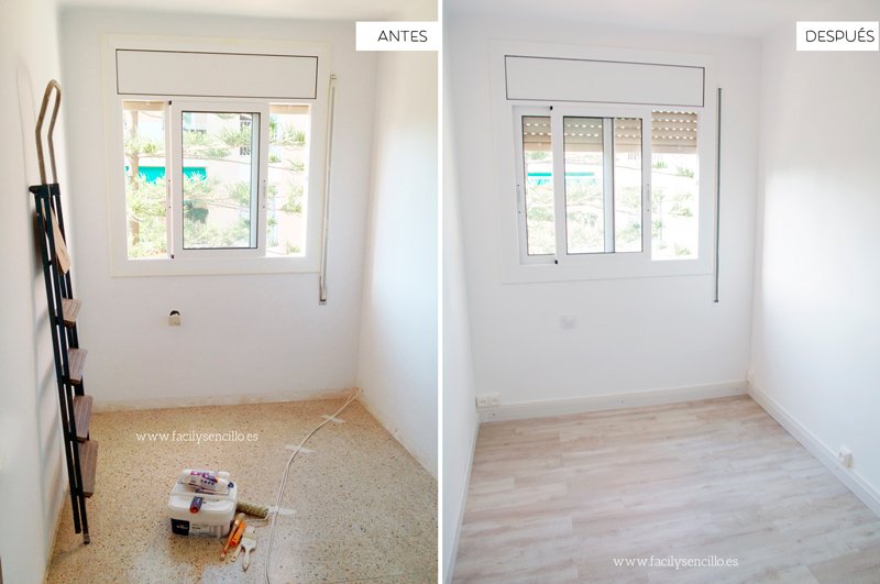 antes y después de pintar piso