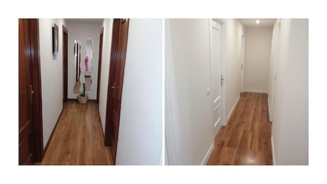 antes y después de pintar piso