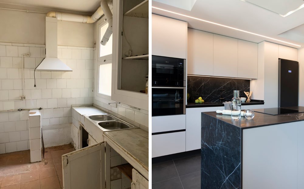 antes y después de pintar piso